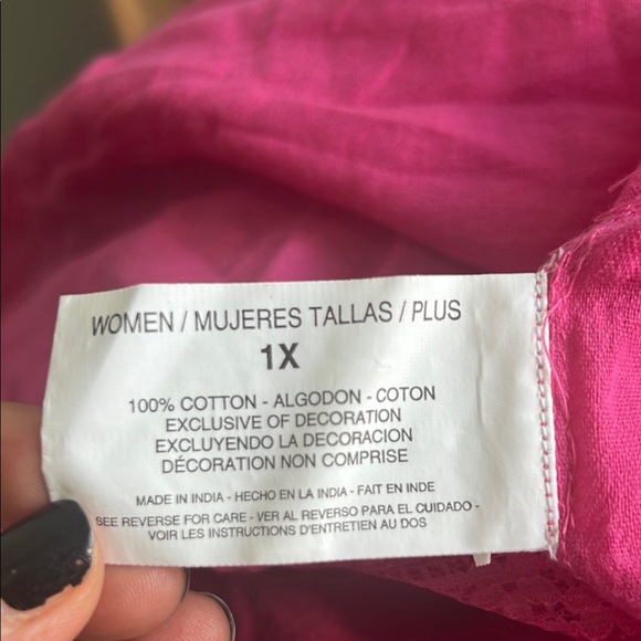 Nine West Pink Dolman Sleeve Embellished Blouse 1X - Picture 9 of 9